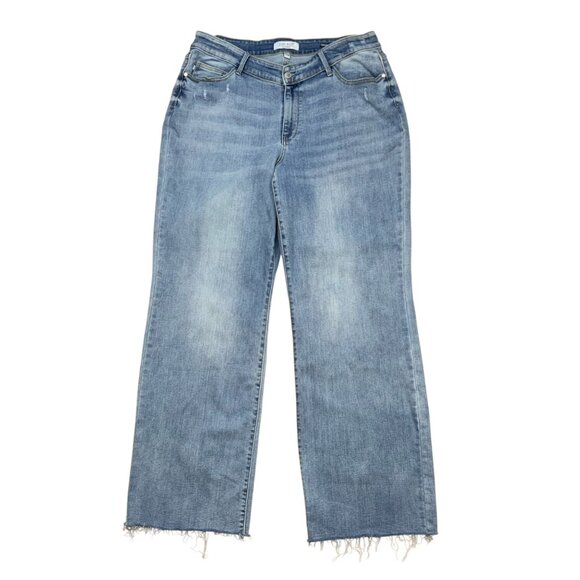 Judy Blue Straight Fit Jeans 20W Plus Size Light Wash Distress V Waist High Rise - Picture 1 of 12